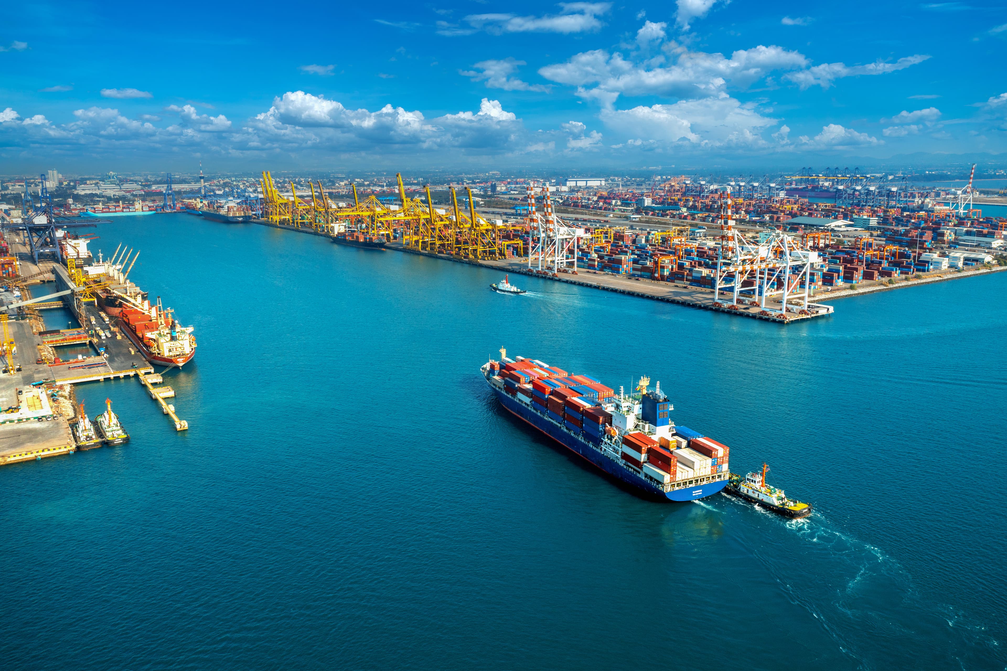 Container ship at sea